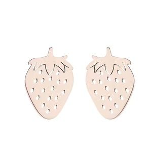 Women/girls pierced earrings Strawberries in rose gold color